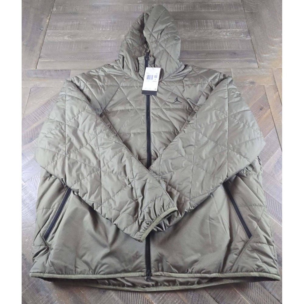 Jordan Sport Therma-Fit Men Quilted Hooded Jacket Olive Green FZ3162-222 XXL NWT